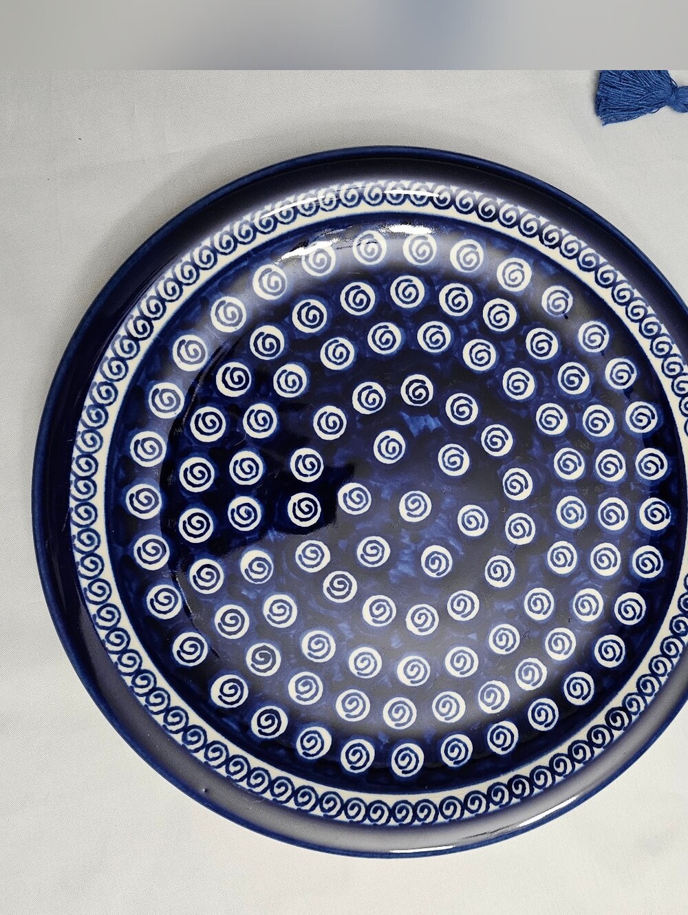 Boleslawiec Polish Pottery Dinner Plate 10.75" Cobalt Swirl Pattern Hand Painted - Picture 2 of 4